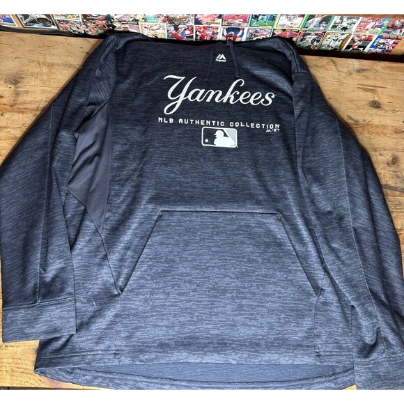 New York Yankees MLB Authentic Collection Hoodie Majestic XL Digital Camo Gray - Picture 1 of 6